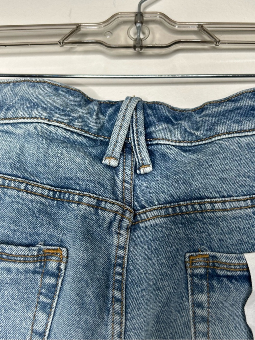 Good American Blue Denim Jean Shorts with Rhinestone Fringe - Picture 10 of 13